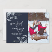 Kerstcomfort en vreugde botanische foto feestdagenkaart (Voorkant)