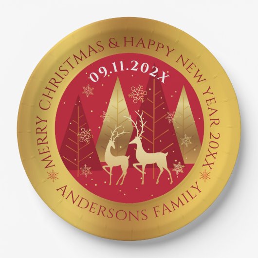 Kerstcomposiet goudgrenspapier bord (Voorkant)