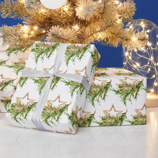 Kerstcompositie in waterverf Boheemse stijl Cadeaupapier (Feestdagen)