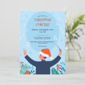 Kerstconcert blauwe uitnodiging (Staand voorkant)