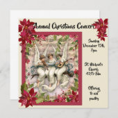Kerstconcert met engelen en poinsettia's kaart (Voorkant / Achterkant)