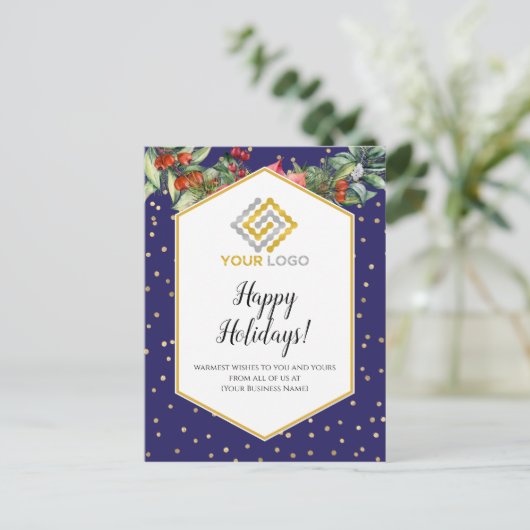 KerstConfetti Logo Business Postcard Briefkaart (Staand voorkant)