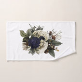 Kerstconifer Navy Cream Green Monogram Bad Handdoek (Handdoek)