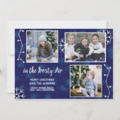 Kerstconstellatie Familie Foto Collage Blue Feestdagenkaart (Voorkant)