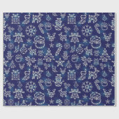 Kerstconstellaties Winterstars blauw patroon Cadeaupapier (Vlak)