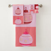 Kerstcontrole - Roze en rode geruite Ornamenten Bad Handdoek (Insitu)