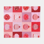 Kerstcontrole - Roze en rode geruite Ornamenten Fleece Deken (Voorkant (Horizontaal))