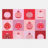 Kerstcontrole - Roze en rode geruite Ornamenten Inpakpapier Vel (Voorkant 3)