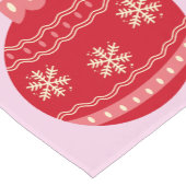 Kerstcontrole - Roze en rode geruite Ornamenten Korte Tafelloper (Hoek)