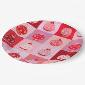 Kerstcontrole - Roze en rode geruite Ornamenten Papieren Bordje (Gekanteld)