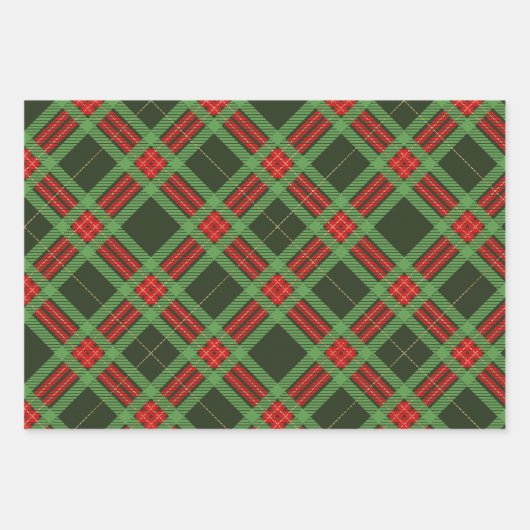 Kerstcoördinaten in rood en groen geplakt 3 inpakpapier vel (Voorkant)