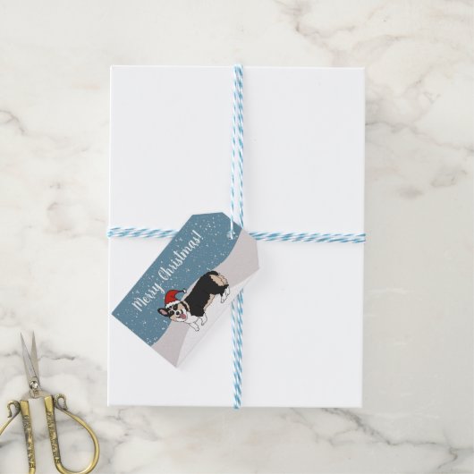 Kerstcorgi Cadeaulabel (Met Touw)