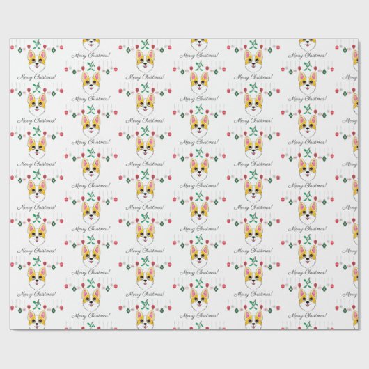 Kerstcorgi Cadeaupapier (Vlak)
