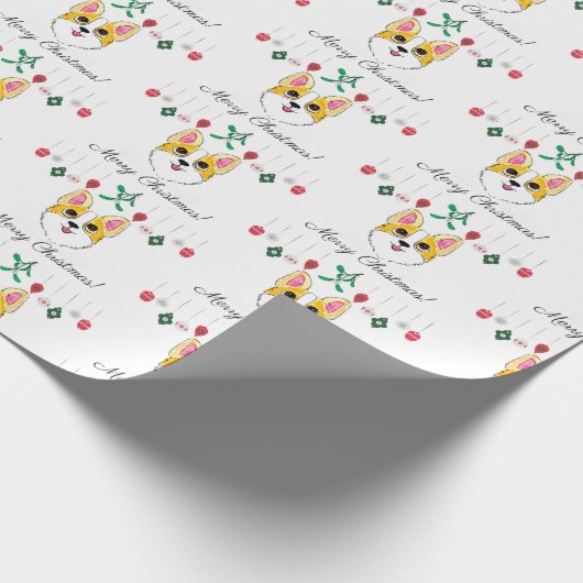 Kerstcorgi Cadeaupapier (Hoek)