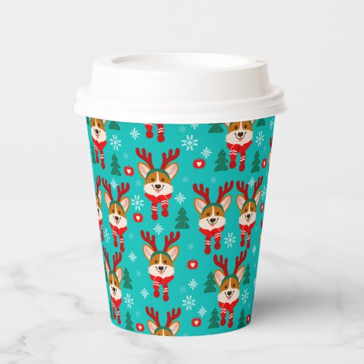 Kerstcorgi Dog Paper cup Papieren Bekers (Voorkant)