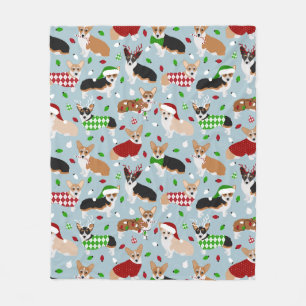 Kerstcorgi Dogs Fleece Blanket