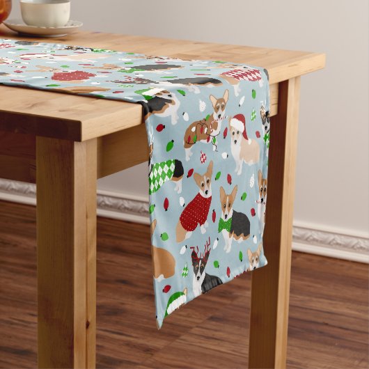 Kerstcorgi Dogs Short Table Runner Korte Tafelloper (Voorbeeld)