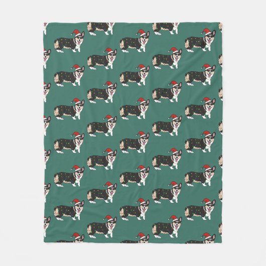 Kerstcorgi Fleece Deken (Voorkant)