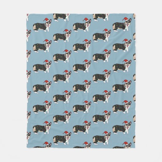 Kerstcorgi Fleece Deken (Voorkant)