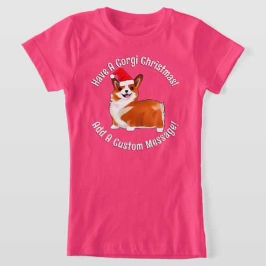 Kerstcorgi-hond met Santa Hat T-shirt (Laagn)