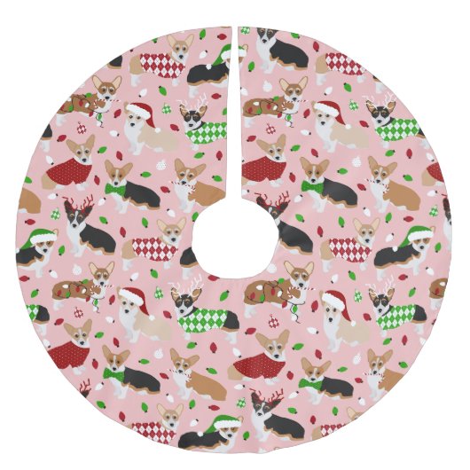 Kerstcorgi-honden geborsteld polyesterboomrok kerstboom rok (Voorkant)