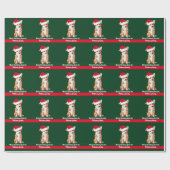 Kerstcorgi in Santa Hat Cute Custom Green Cadeaupapier (Vlak)