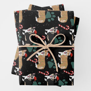 Kerstcorgi Inpakpapier Vel