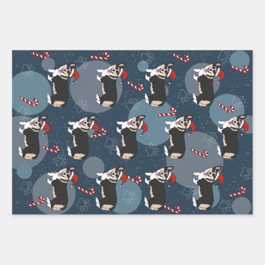 Kerstcorgi Inpakpapier Vel (Voorkant 3)