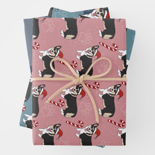 Kerstcorgi Inpakpapier Vel (In situ)