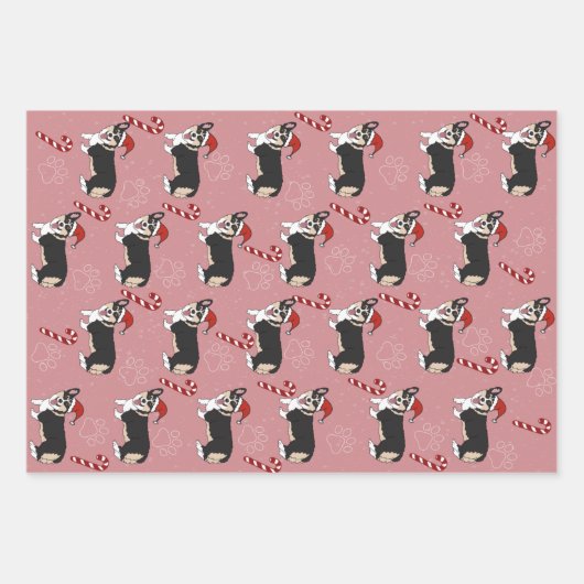 Kerstcorgi Inpakpapier Vel (Voorkant)