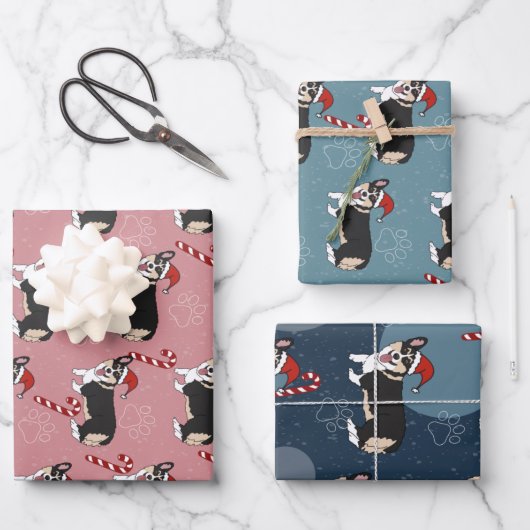 Kerstcorgi Inpakpapier Vel (Voorkant)