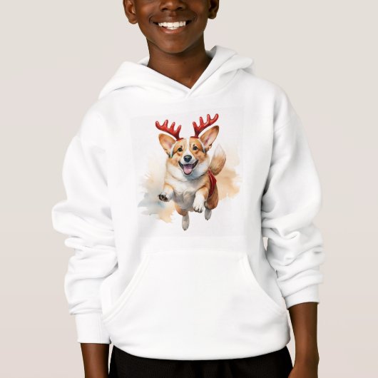 Kerstcorgi met rendiergewei (Voorkant)