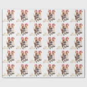 Kerstcorgi met rendiergewei cadeaupapier (Vlak)