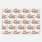 Kerstcorgi met rendiergewei inpakpapier vel (Voorkant)