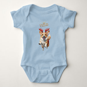 Kerstcorgi met rendiergewei romper