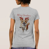 Kerstcorgi met rendiergewei t-shirt (Achterkant)