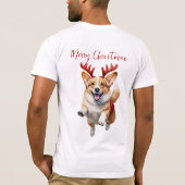 Kerstcorgi met rendiergewei t-shirt (Achterkant)