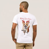 Kerstcorgi met rendiergewei t-shirt (Achterkant volledig)