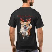 Kerstcorgi met rendiergewei t-shirt (Achterkant)