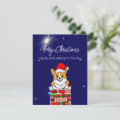 Kerstcorgi met Santa Hat persoonlijk Feestdagenkaart (Staand voorkant)