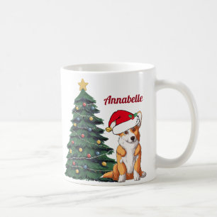 Kerstcorgi met Tail Santa Hat gepersonaliseerd Koffiemok