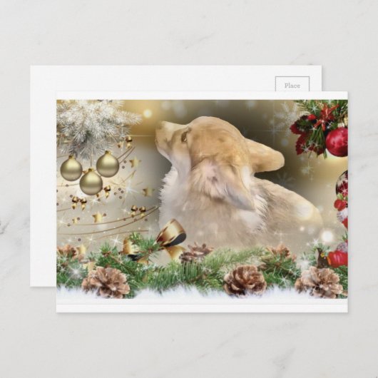 Kerstcorgi Puppy Feestdagenkaart (Voorkant / Achterkant)