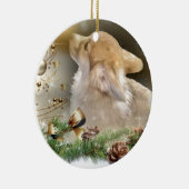 Kerstcorgi Puppy Keramisch Ornament (Rechts)