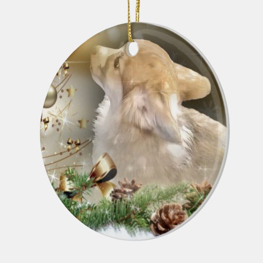 Kerstcorgi Puppy Keramisch Ornament (Links)