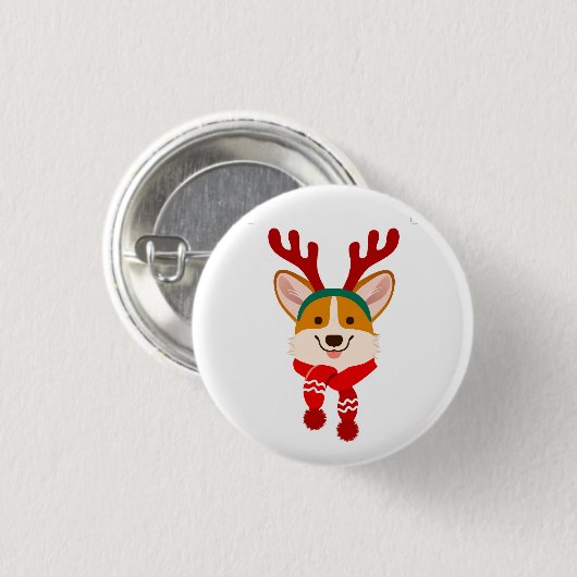 Kerstcorgi Ronde Button 3,2 Cm (Voorkant /achterkant)