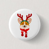 Kerstcorgi Ronde Button 3,2 Cm (Voorkant)