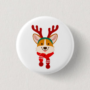 Kerstcorgi Ronde Button 3,2 Cm