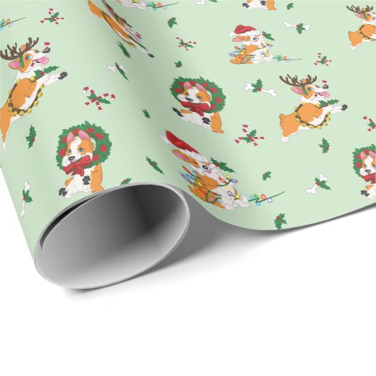 Kerstcorgis Cadeaupapier (Rol Hoek)