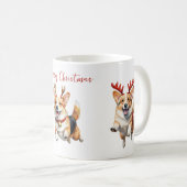 Kerstcorgis met rendiergewei koffiemok (Voorkant rechts)