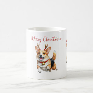Kerstcorgis met rendiergewei koffiemok